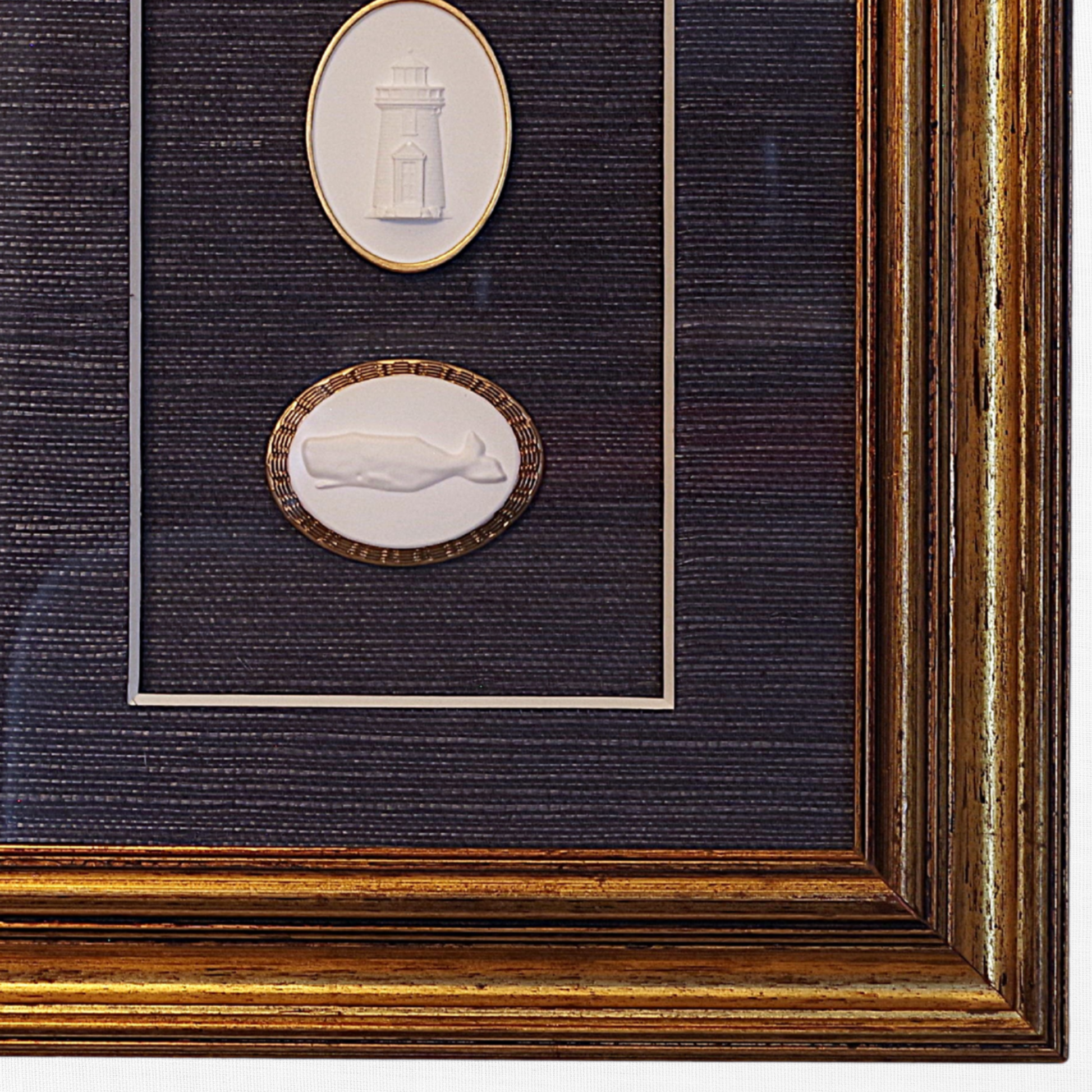 Brant Point · Whale · Vintage Gold Frame · Navy Wallpaper