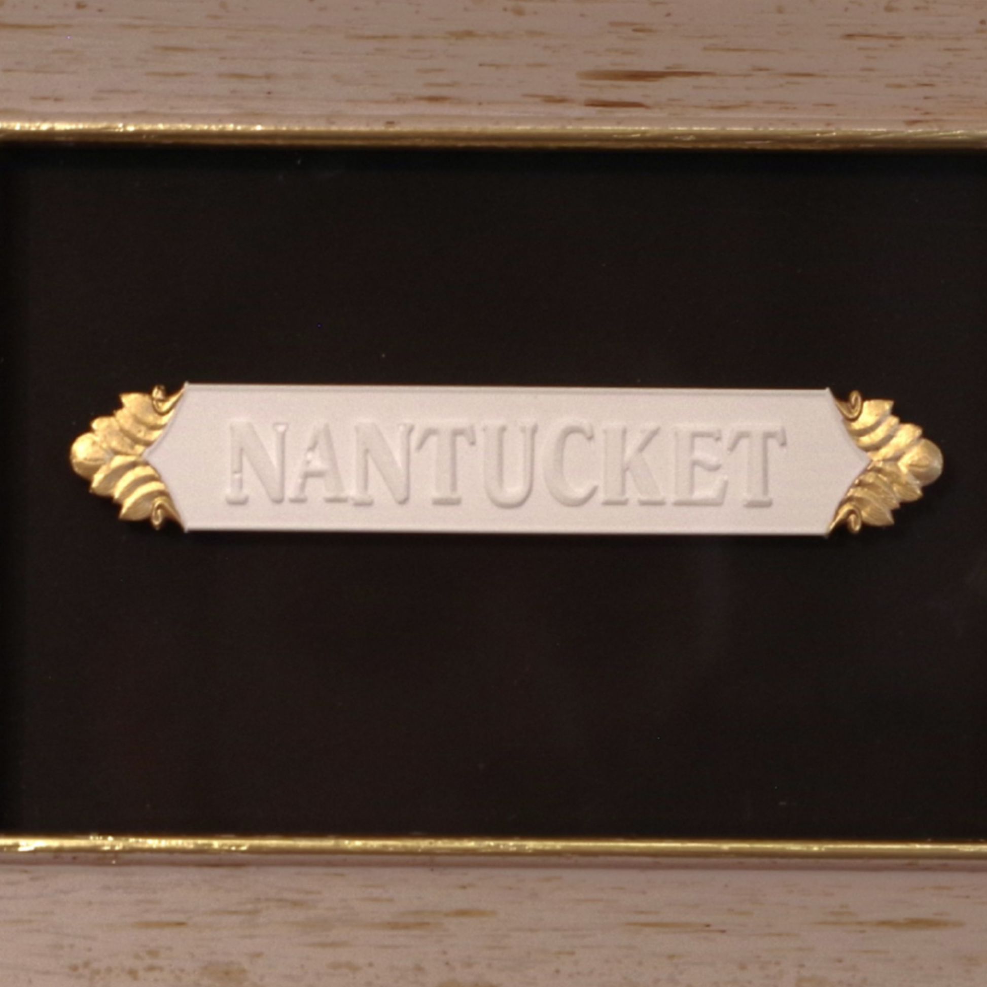 Nantucket Quarter Board · Vintage Gold Frame · Black Matboard