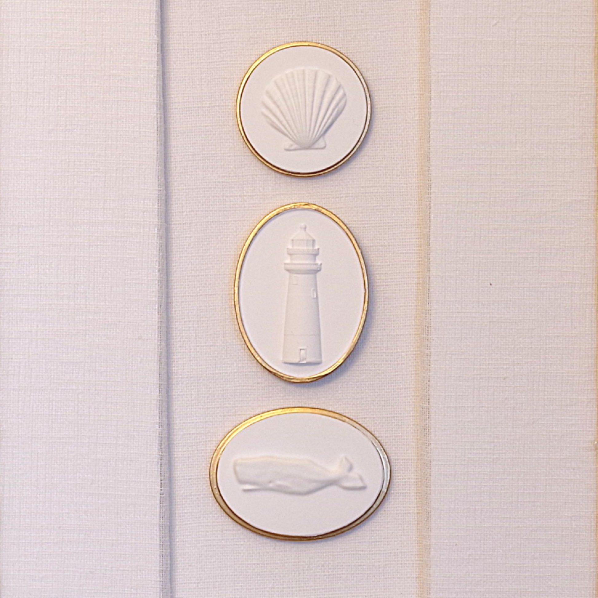 Scallop · Sankaty Lighthouse · Whale · Gold Frame · Linen