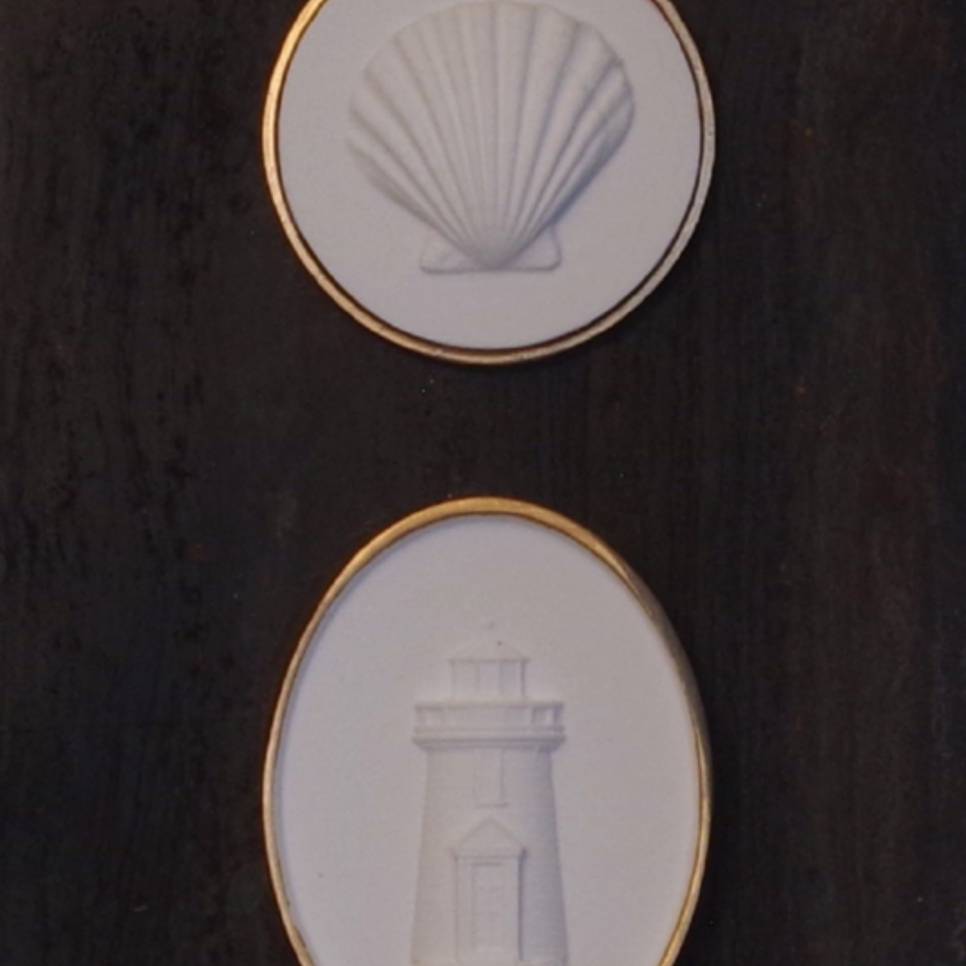 Coastal Duo - Scallop & Lighthouse Framed Intaglios