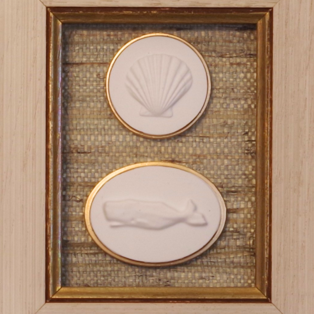 Scallop · Whale · Vintage Gold Frame · Straw Wallpaper