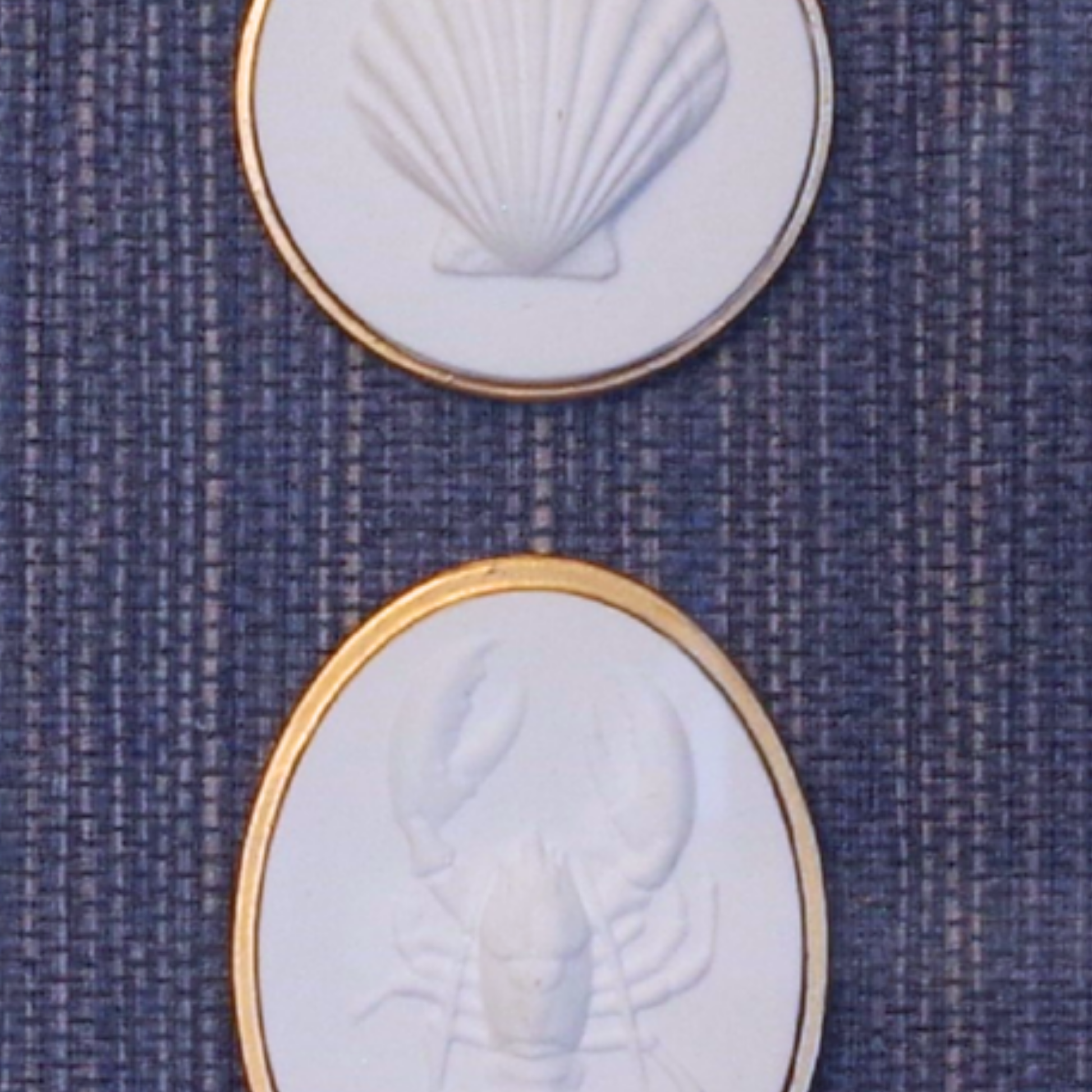 Seaside Pair - Scallop & Lobster Framed Intaglios