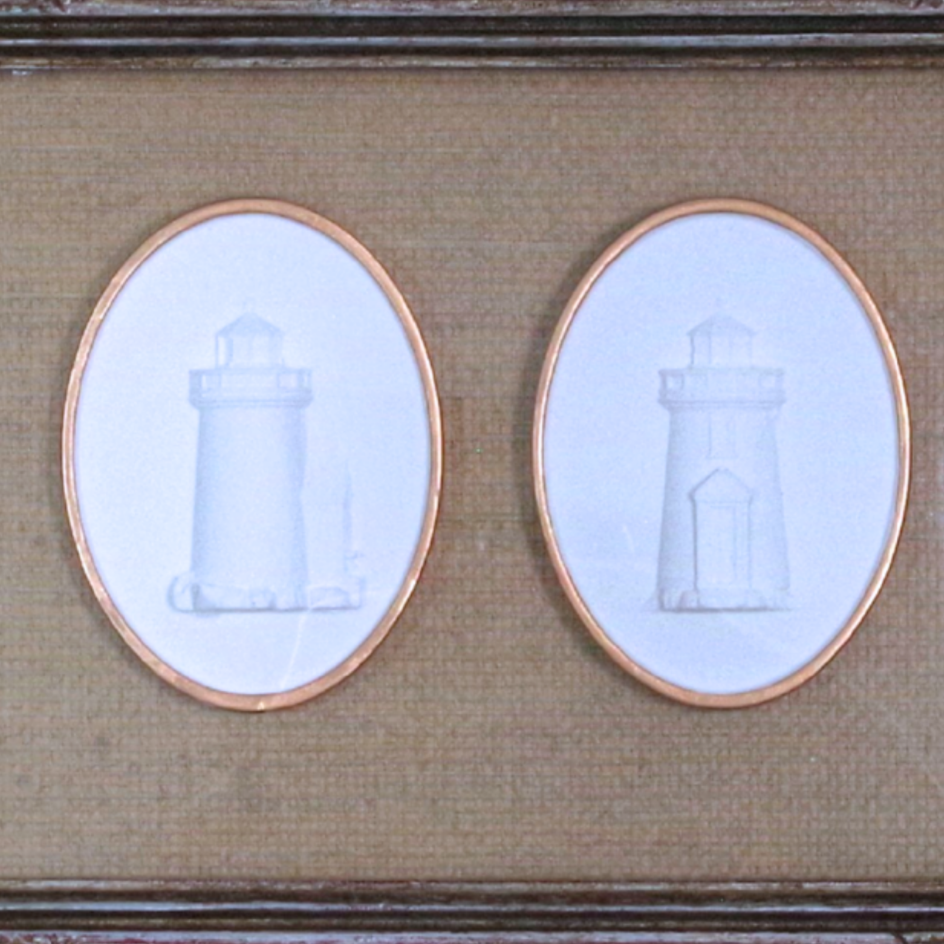 Twin Beacons - Brant Point & Sankaty Lighthouse Framed Intaglios