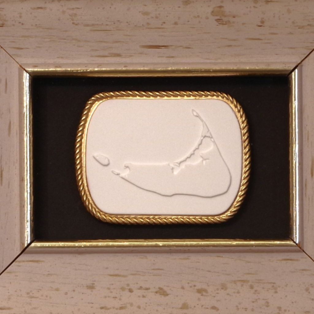 Nantucket Map · Vintage Gold Frame · Black Matboard