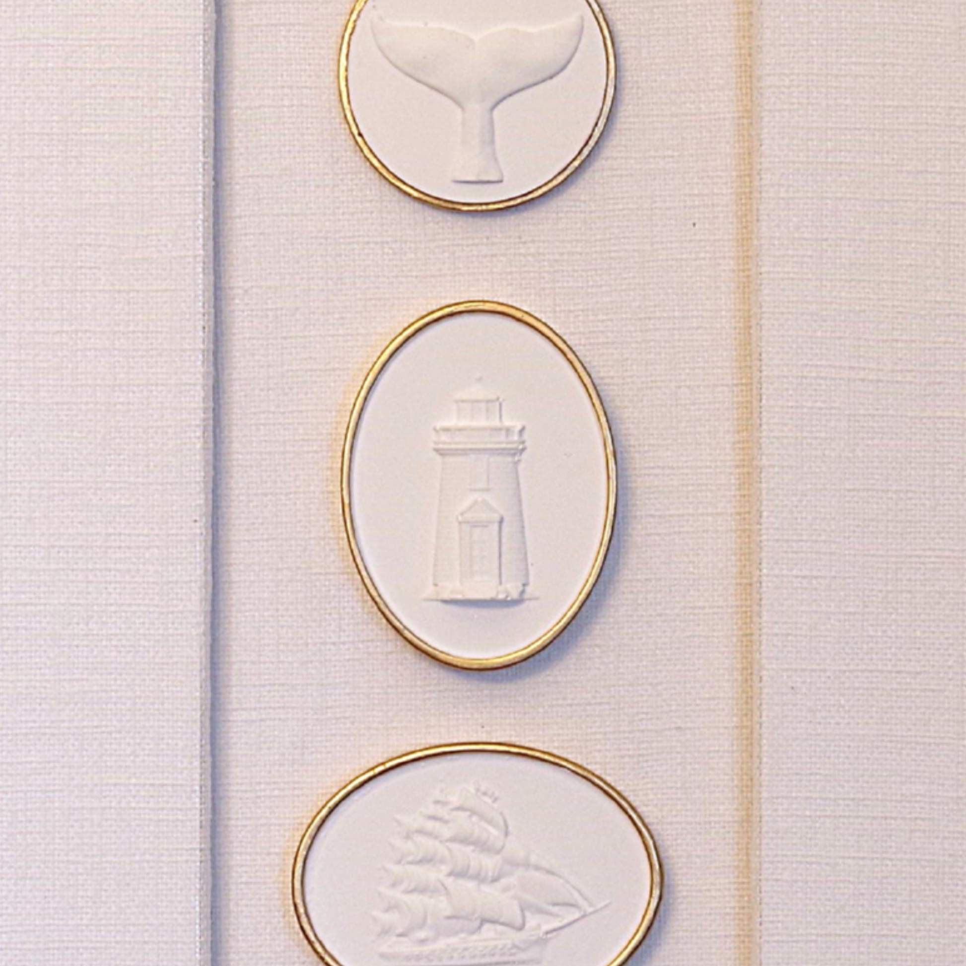 Whale · Brant Point · Ship · Gold Frame · Linen