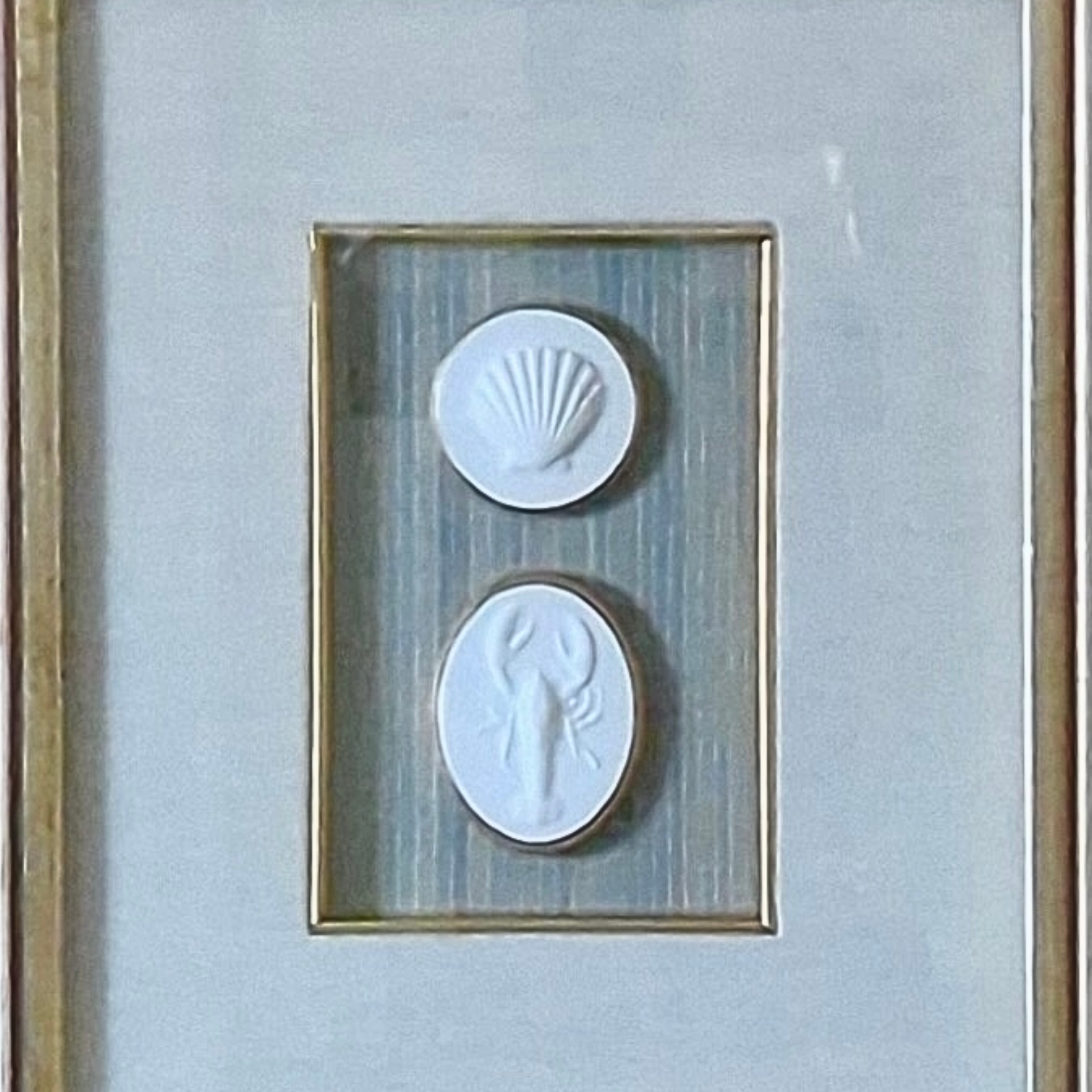Tidal Pair – Shell & Lobster Framed Intaglios